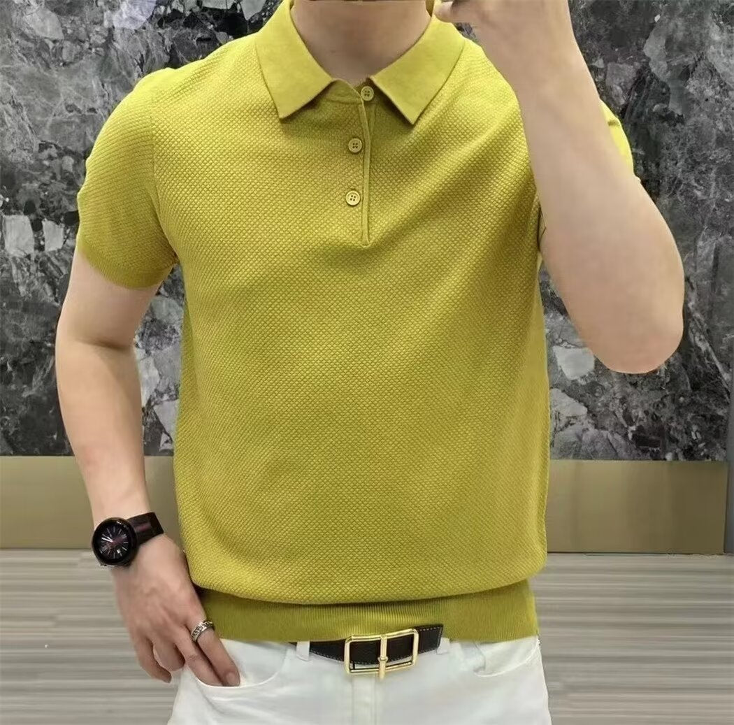 Polo Collar Shirt Knitted Short Sleeve (Cotton)