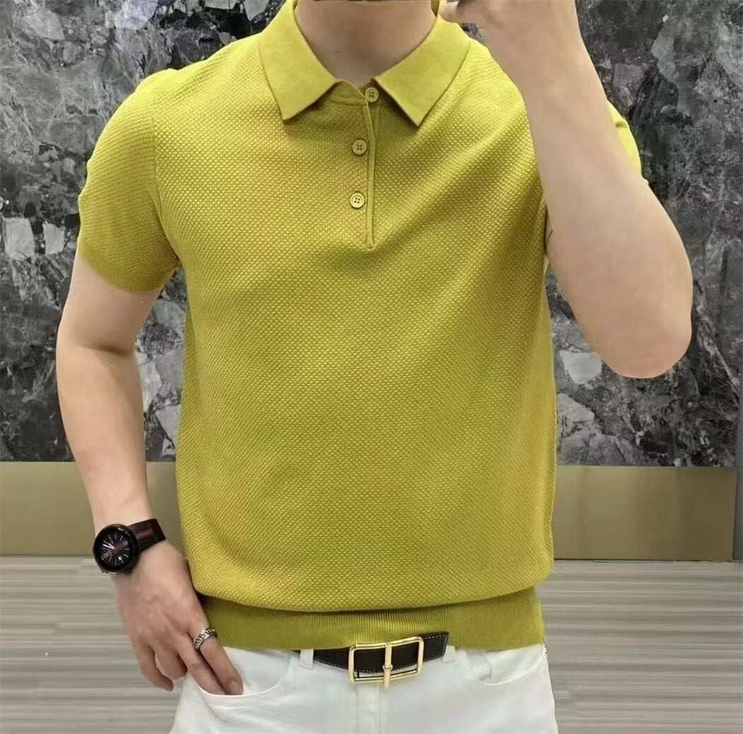 Polo Collar Shirt Knitted Short Sleeve (Cotton)