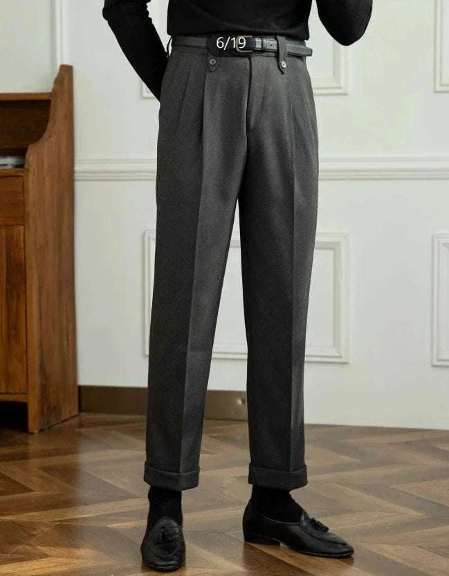 Straight High-waist Casual Trousers (Cloth)