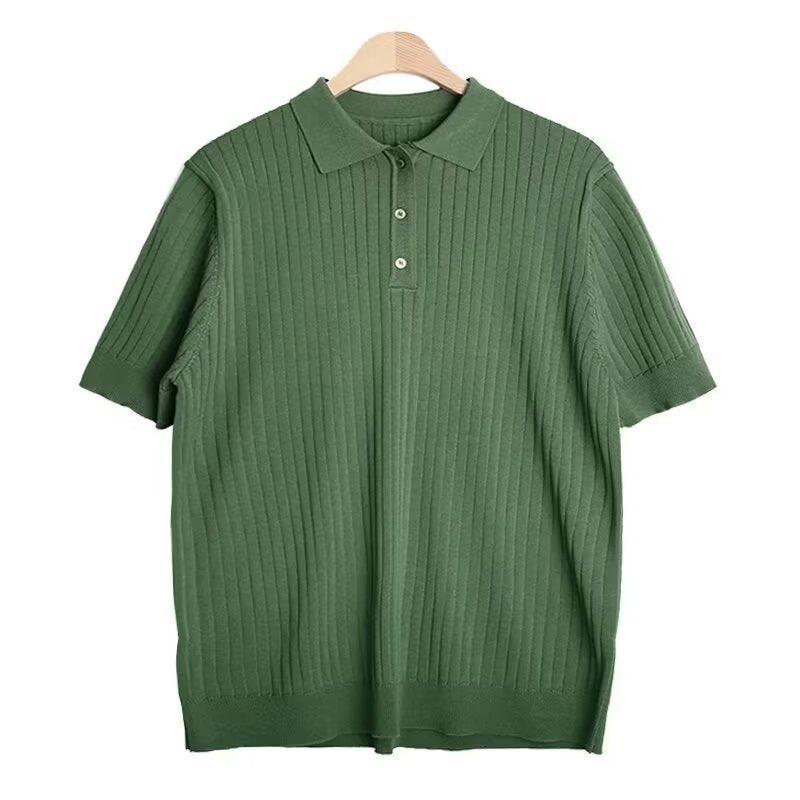 Polo Collar Shirt Knitted Short Sleeve (Cotton)