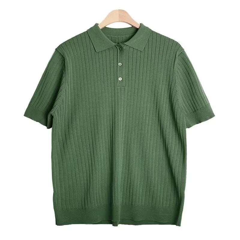Polo Collar Shirt Knitted Short Sleeve (Cotton)