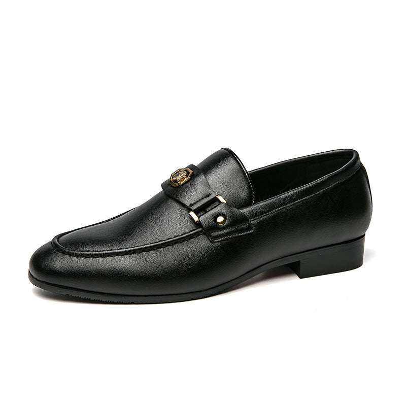 Eleganter schwarzer polierter Loafer Herren Business Schuh aus PU mit mittlerem Absatz
