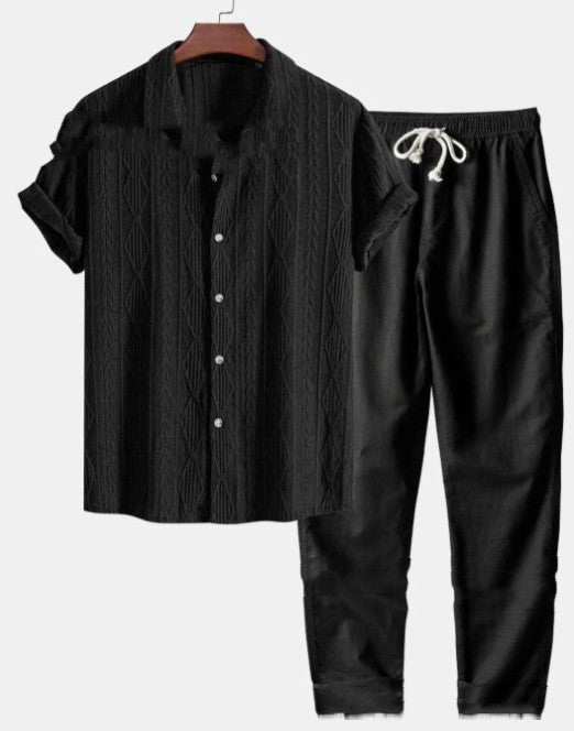 Short Sleeve Shirt Trousers Set Men