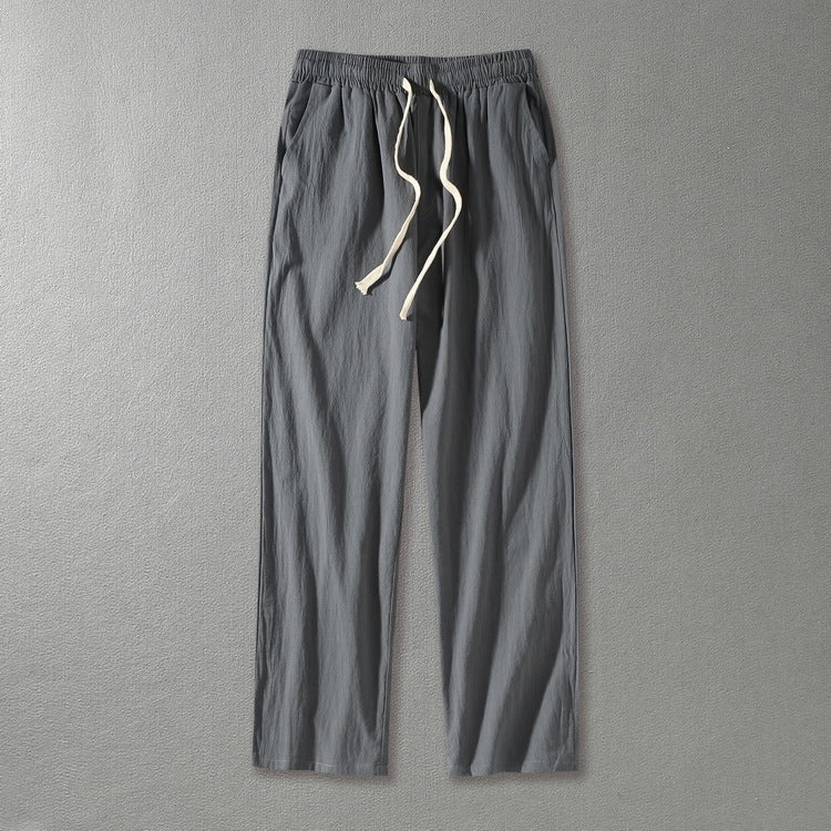 Wide Leg Cotton And Linen Casual Pants Men
