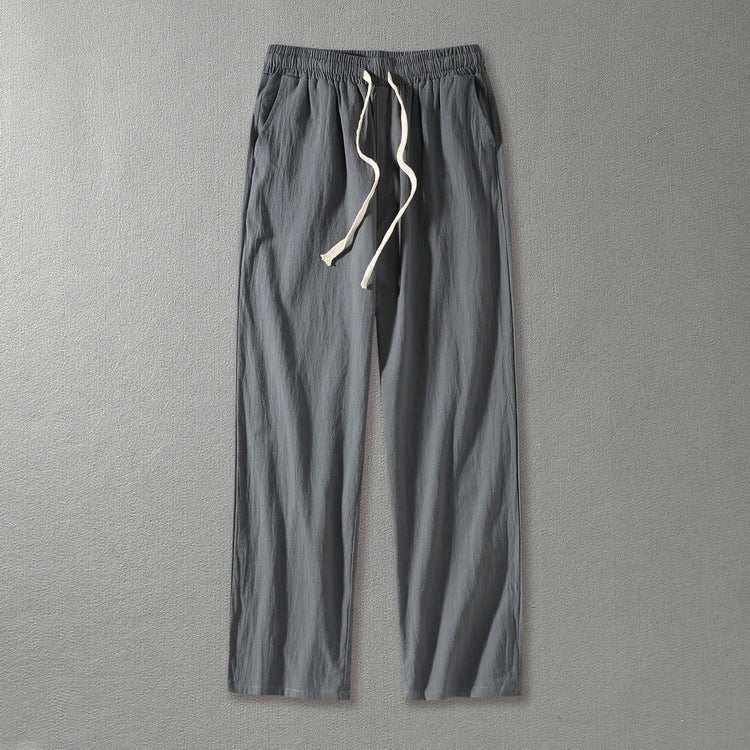 Wide Leg Cotton And Linen Casual Pants Men