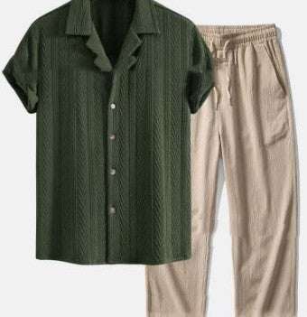 Short Sleeve Shirt Trousers Set Men