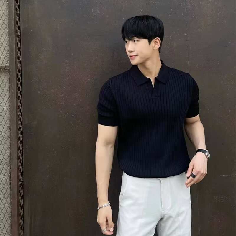 Polo Collar Shirt Knitted Short Sleeve (Cotton)