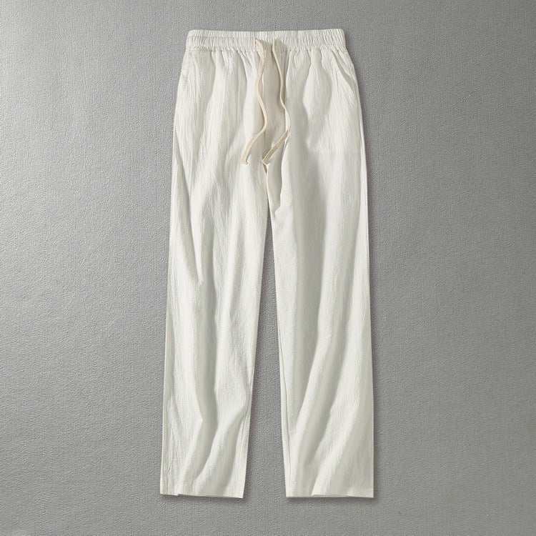 Wide Leg Cotton And Linen Casual Pants Men