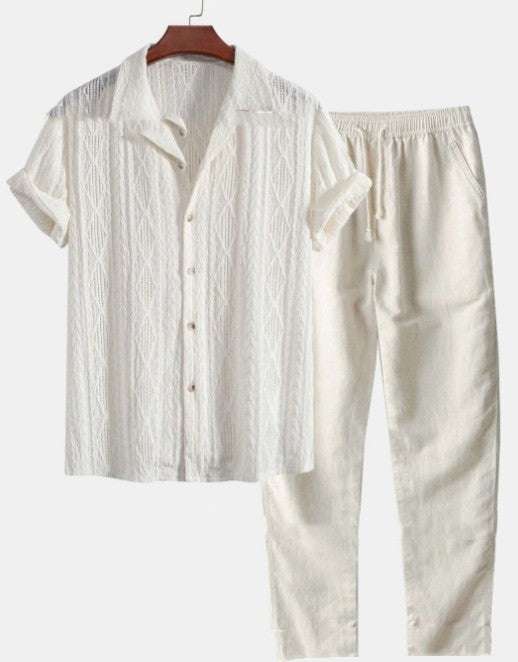 Short Sleeve Shirt Trousers Set Men