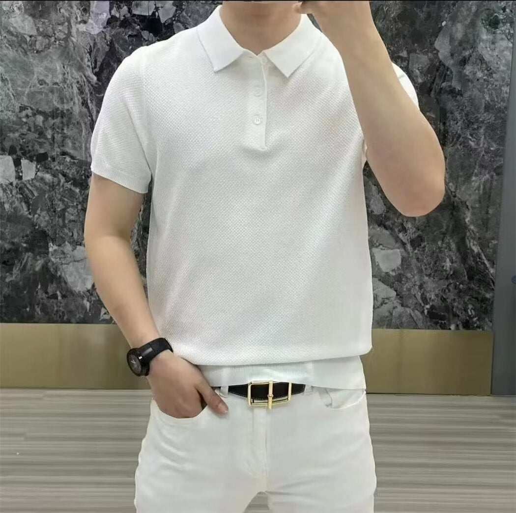 Polo Collar Shirt Knitted Short Sleeve (Cotton)