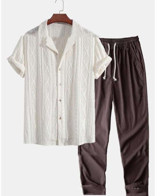 Short Sleeve Shirt Trousers Set Men