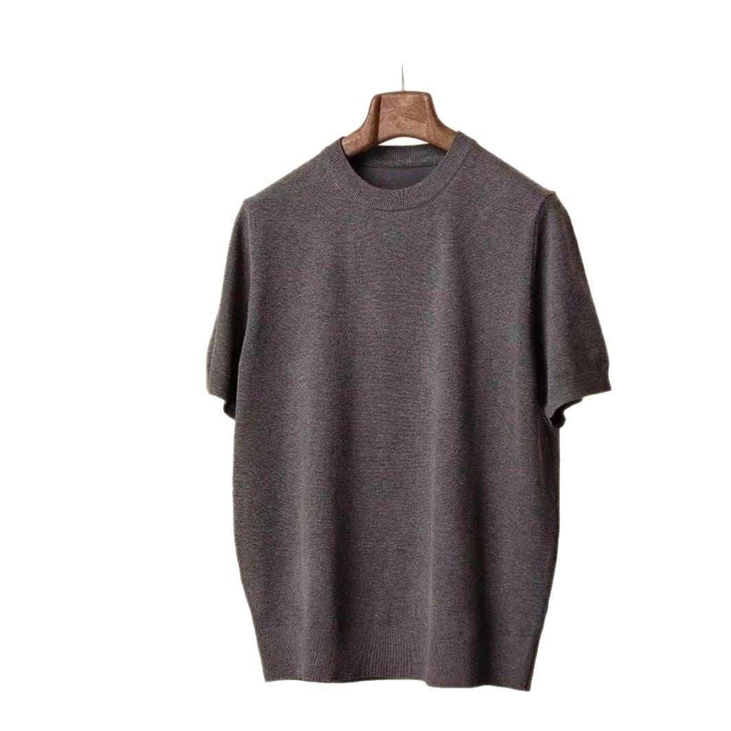 Round Neck Short Sleeve Knitted T-shirt (Cloth)