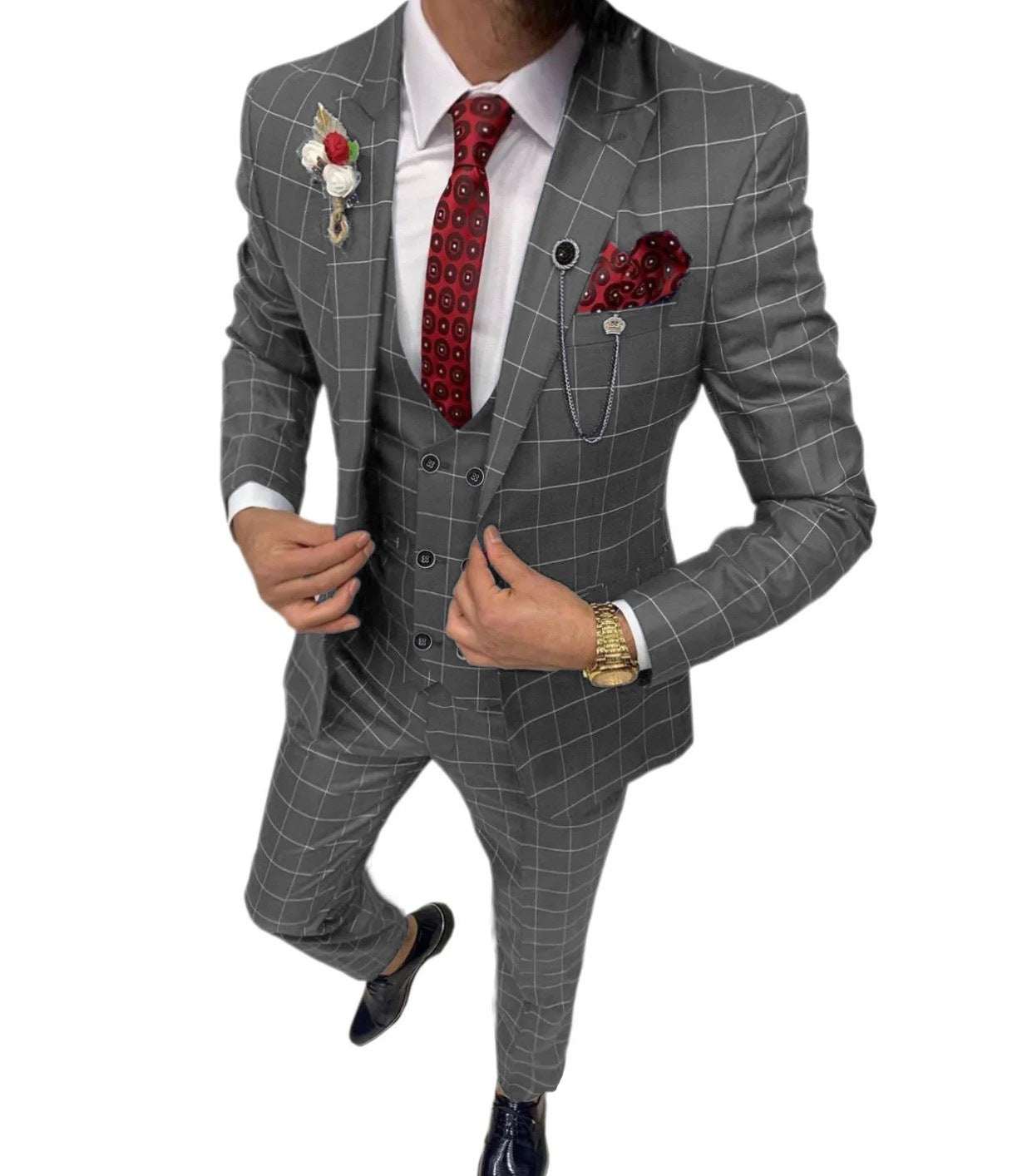 Simple Versatile Lattice Three-piece Suit