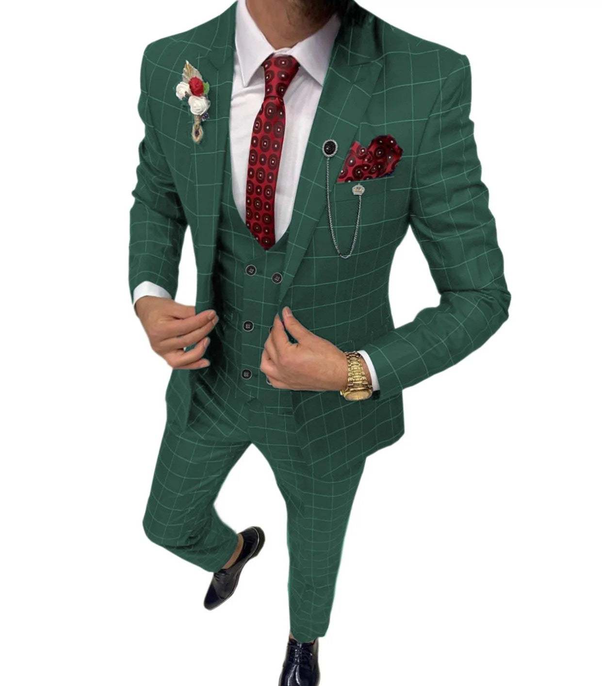 Simple Versatile Lattice Three-piece Suit
