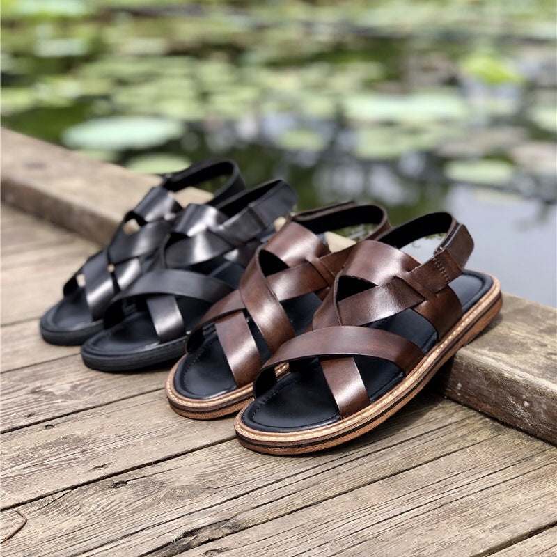 Summer Genuine Leather Casual Sandals Men