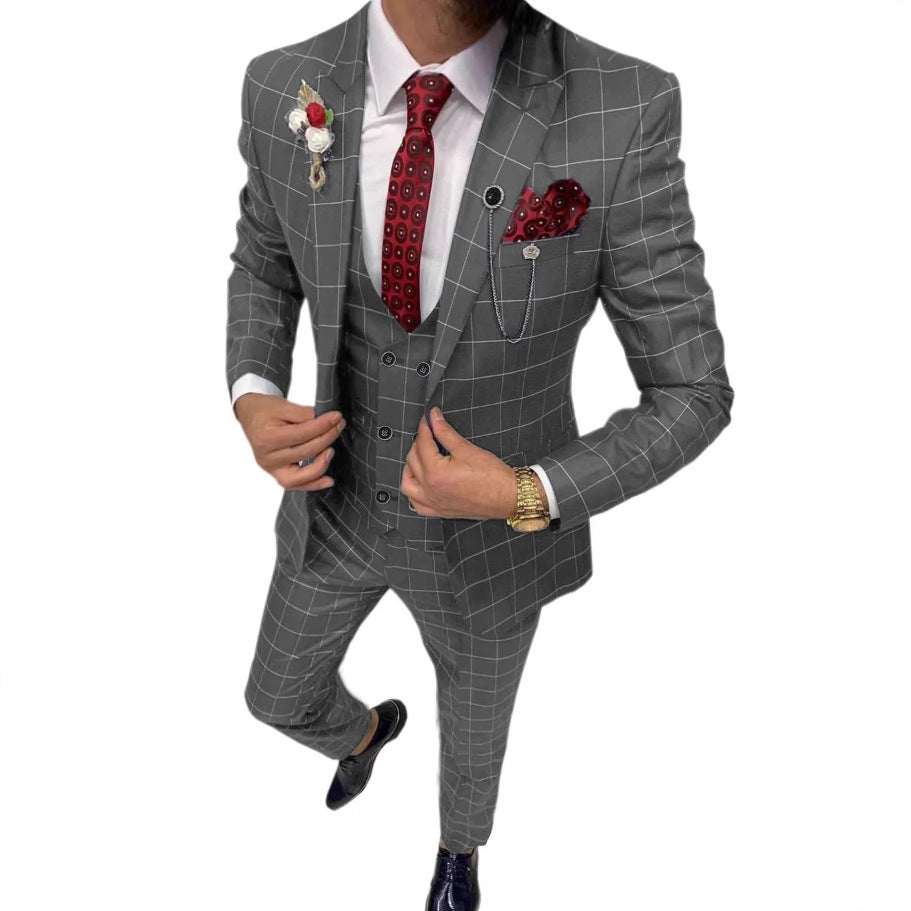 Simple Versatile Lattice Three-piece Suit