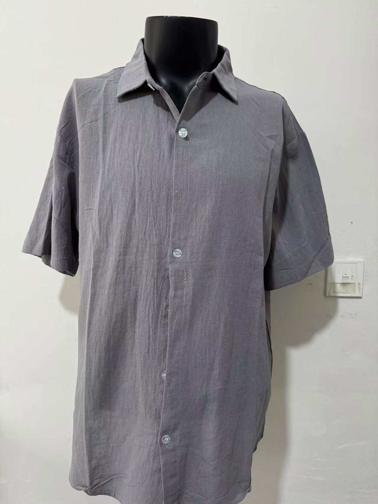 Short Sleeve Breathable Pure Linen Shirt For Men