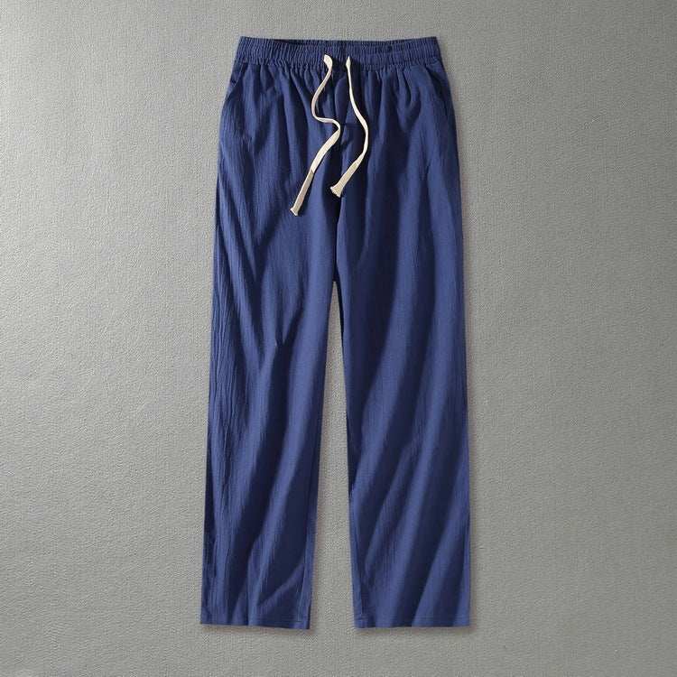 Wide Leg Cotton And Linen Casual Pants Men