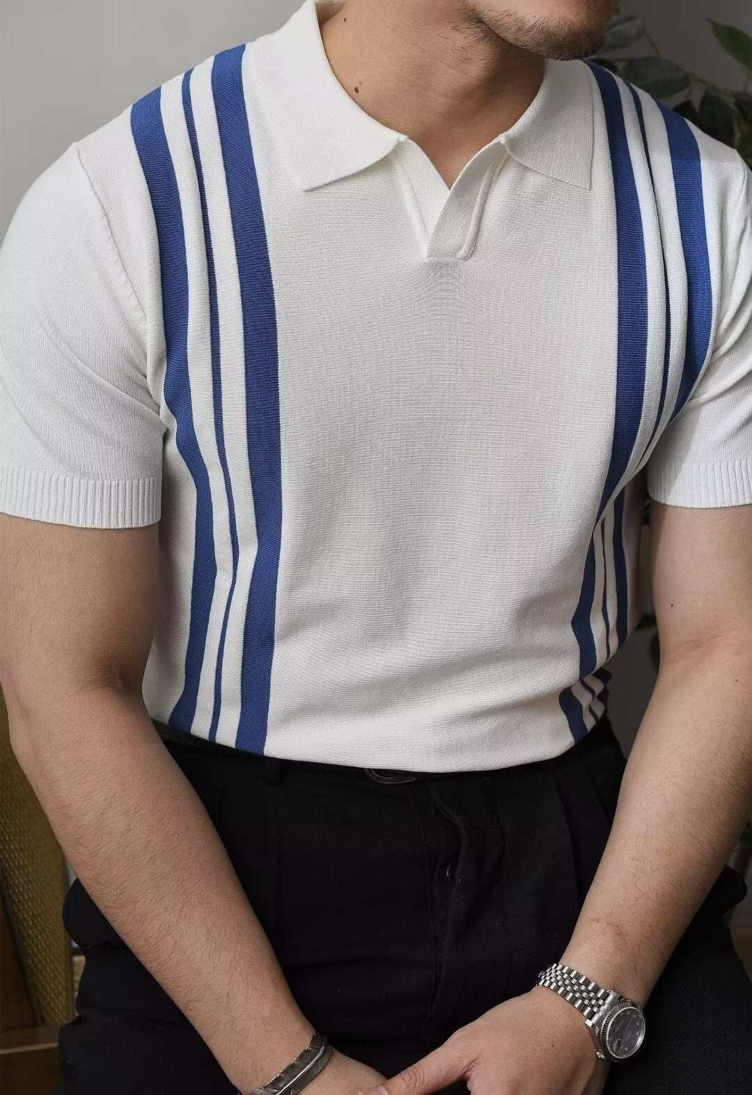 Polo Collar Shirt Knitted Short Sleeve (Cotton)