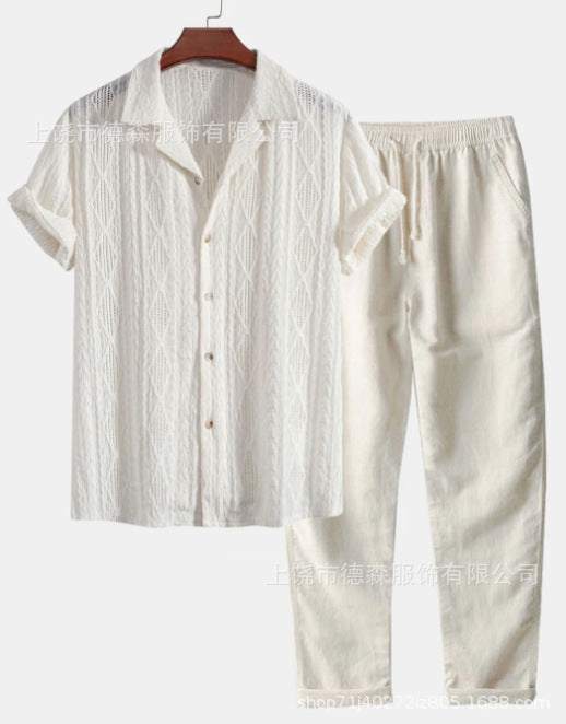 Short Sleeve Shirt Trousers Set Men