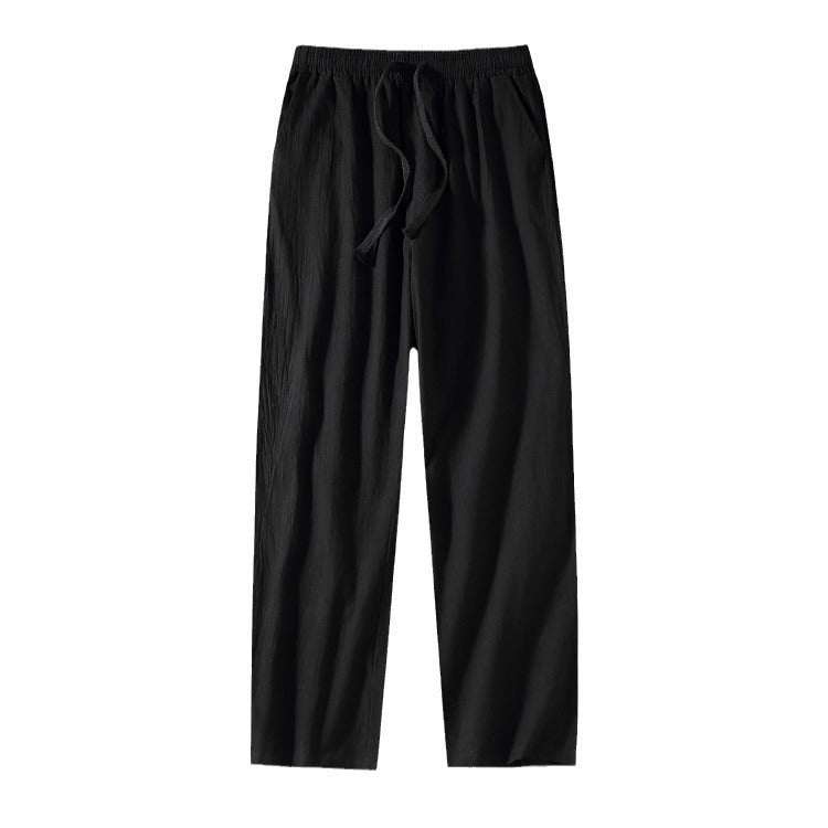 Wide Leg Cotton And Linen Casual Pants Men