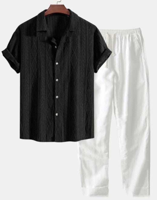 Short Sleeve Shirt Trousers Set Men
