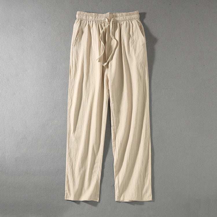 Wide Leg Cotton And Linen Casual Pants Men