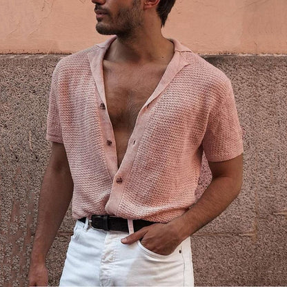 Gentleman Solid Knitted Cardigan Polo Shirts (Cotton)