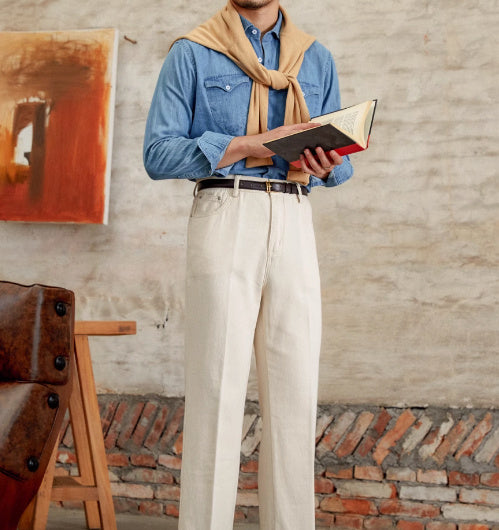 British Cotton Jeans Old Money Style Pants (Cotton)