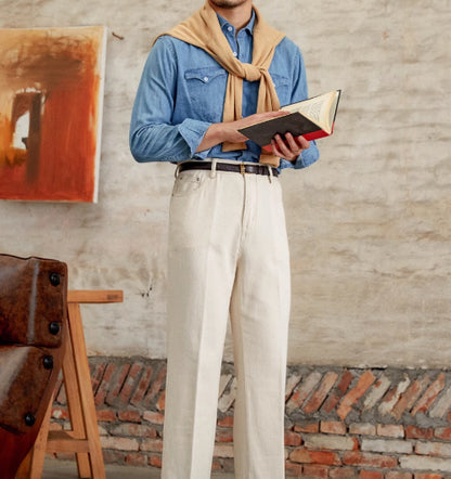 British Cotton Jeans Old Money Style Pants (Cotton)