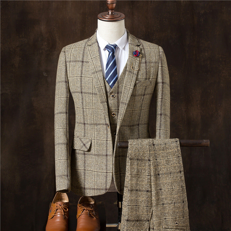 Men 3 Pieces Suit Set Tuxedos (Cotton fiber)