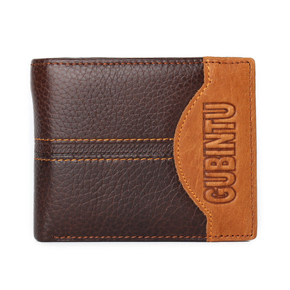 Genuine Leather Men Patchwork Purse Cowhide