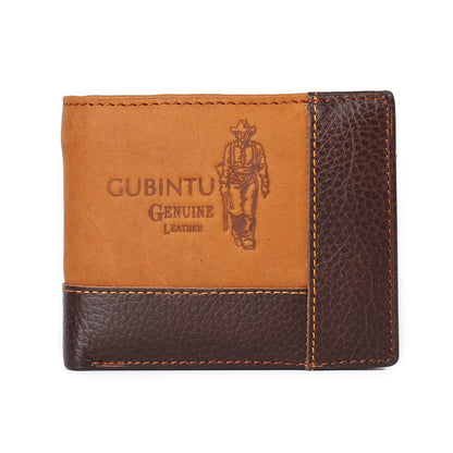 Genuine Leather Men Patchwork Purse Cowhide