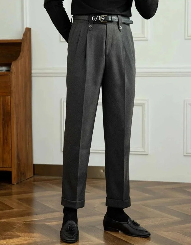 Straight High-waist Casual Trousers (Cloth)