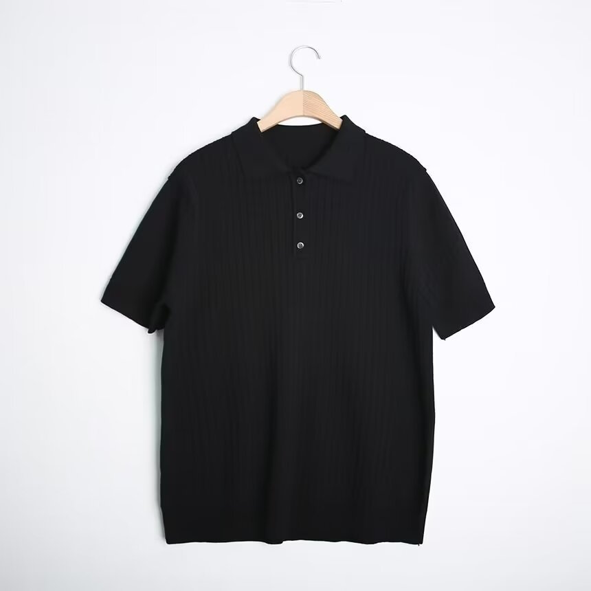Polo Collar Shirt Knitted Short Sleeve (Cotton)