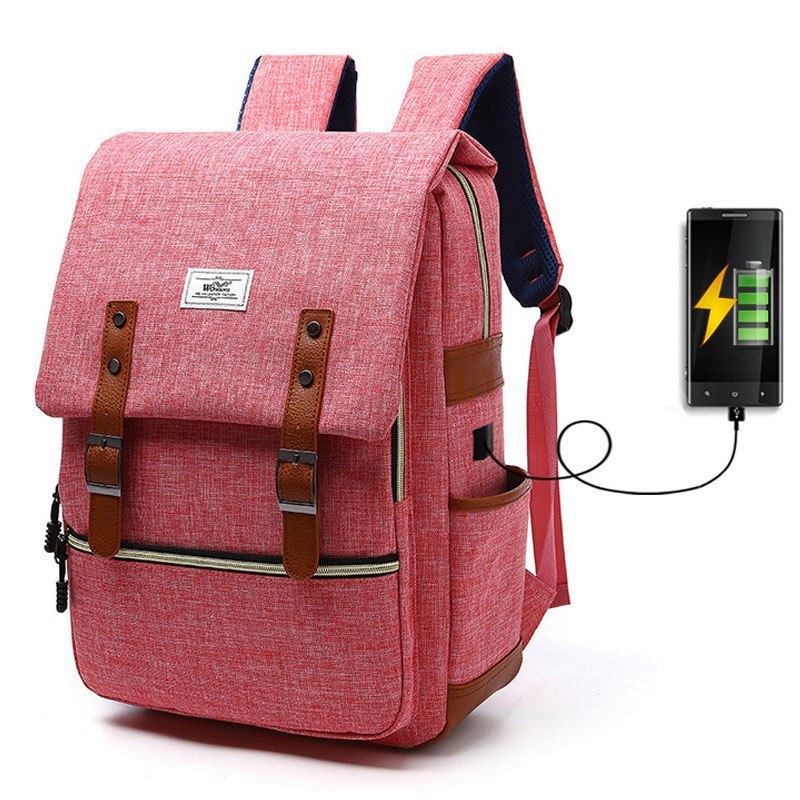 Vintage backpack with USB charging