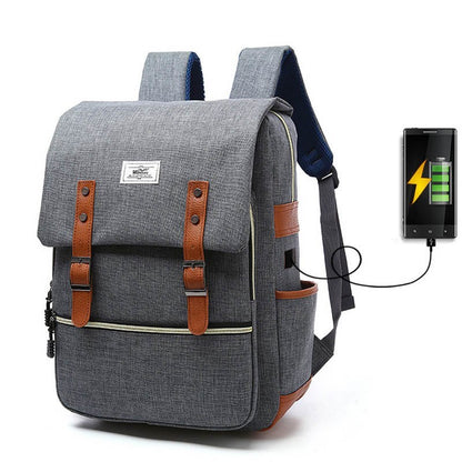 Vintage backpack with USB charging