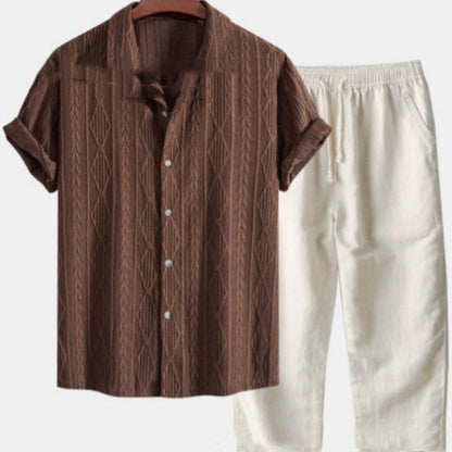 Short Sleeve Shirt Trousers Set Men