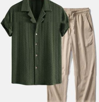 Short Sleeve Shirt Trousers Set Men