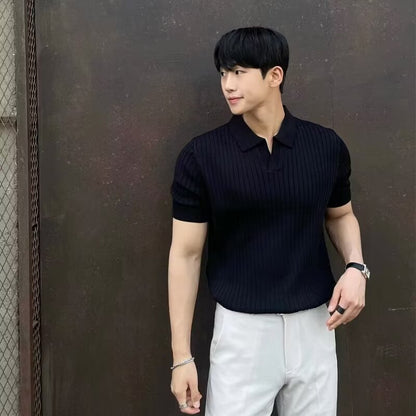 Polo Collar Shirt Knitted Short Sleeve (Cotton)
