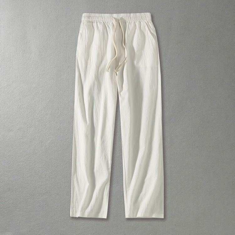 Wide Leg Cotton And Linen Casual Pants Men