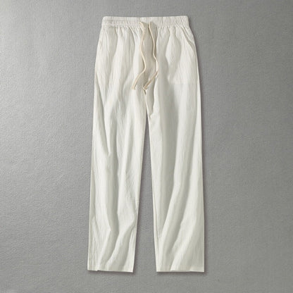 Wide Leg Cotton And Linen Casual Pants Men