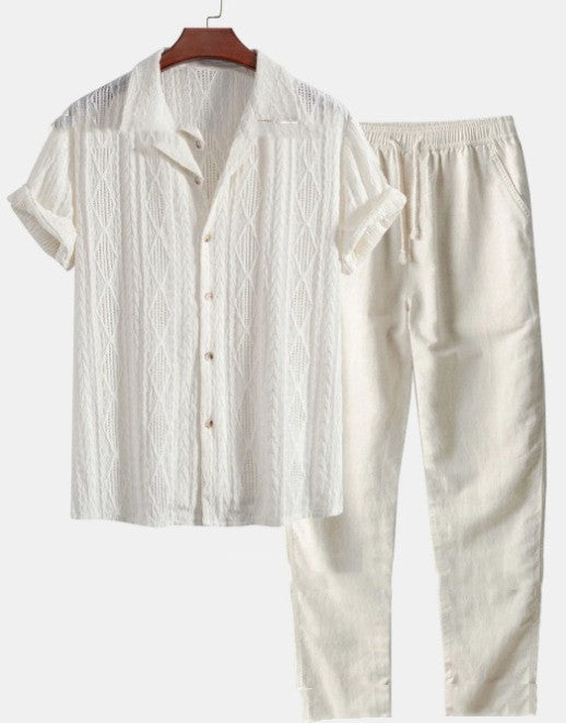 Short Sleeve Shirt Trousers Set Men