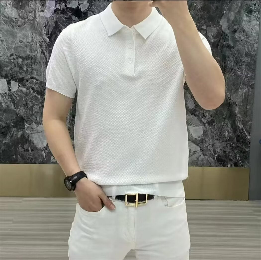 Polo Collar Shirt Knitted Short Sleeve (Cotton)