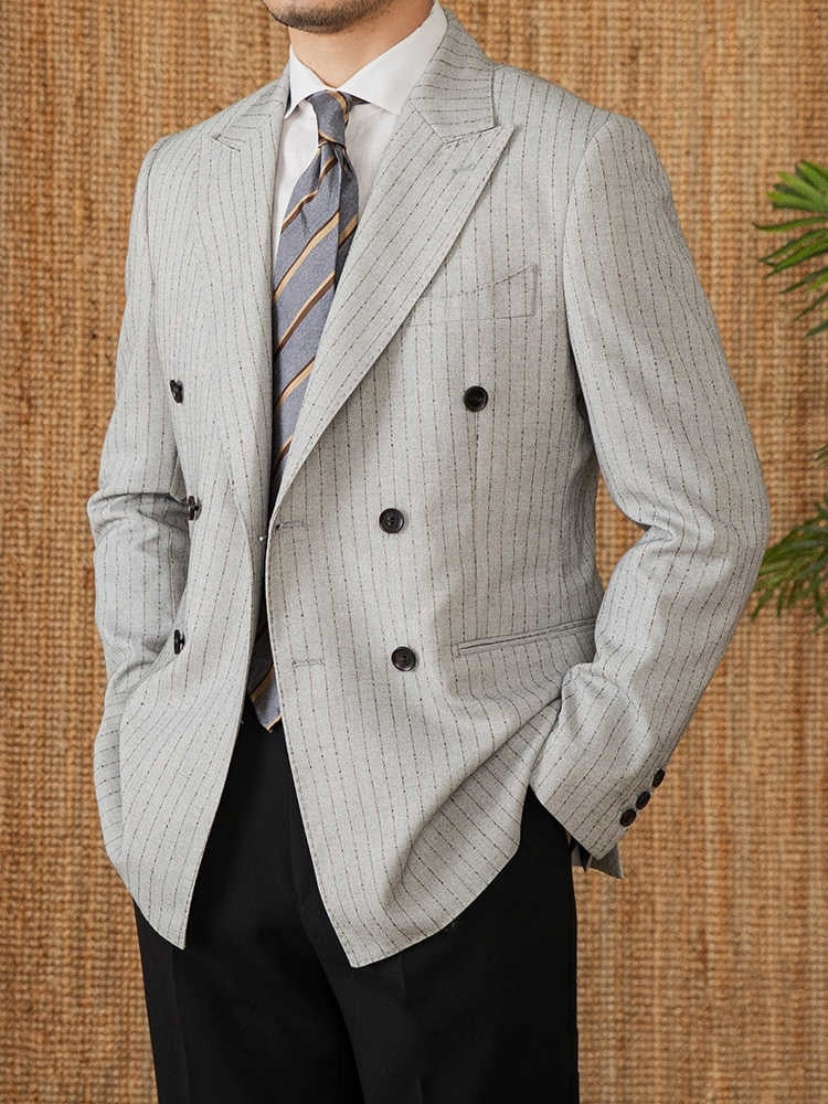 Lightweight Striped Business Suit (Polyester/Cotton)