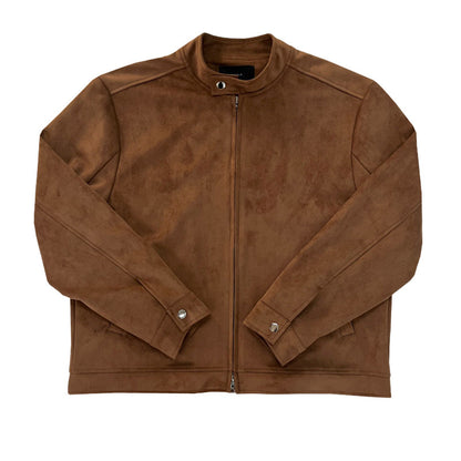 Brown Maillard Stand-up Collar Jacket (Cloth)