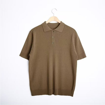 Polo Collar Shirt Knitted Short Sleeve (Cotton)