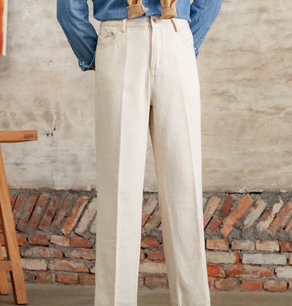 British Cotton Jeans Old Money Style Pants (Cotton)