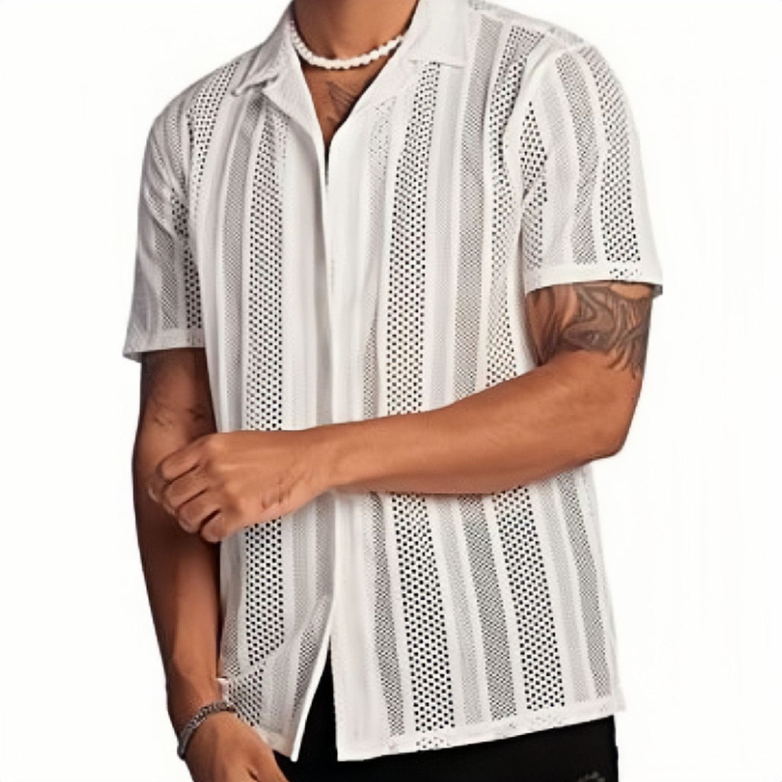 Button Knitted Short-sleeved Shirt Men