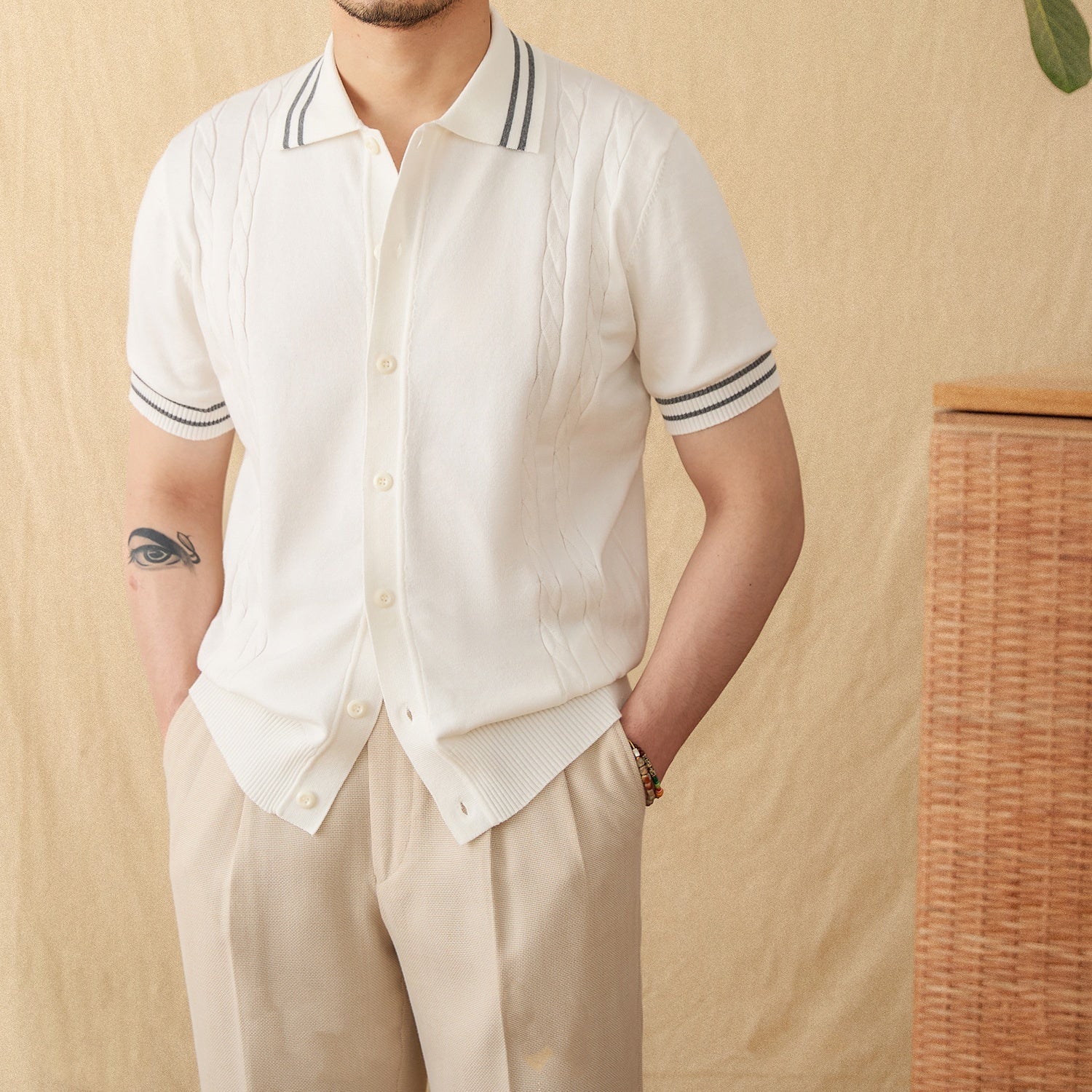 Cotton Knitted Short-sleeved Polo Shirt